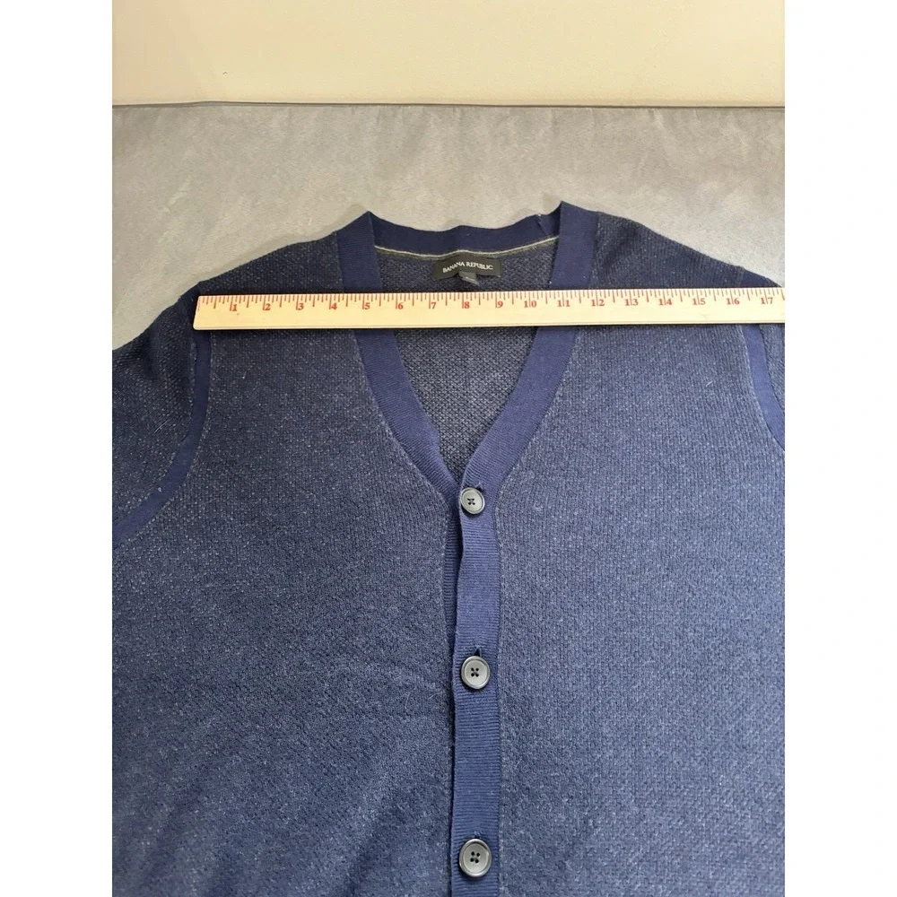 Banana Republic Mens 2012 Cardigan Sz‎ L Button Front Birdseye V Neck Wool Blend